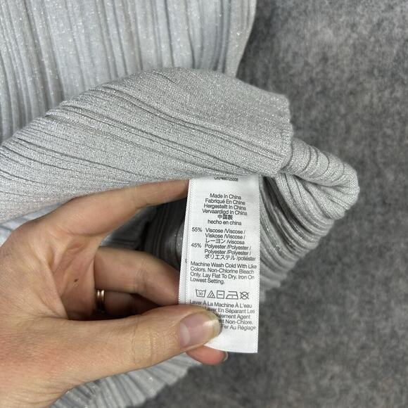 Madewell Shirt Womens Medium Lurex Phoebe Snowy Cutaway Tank Light Grey - Picture 7 of 8